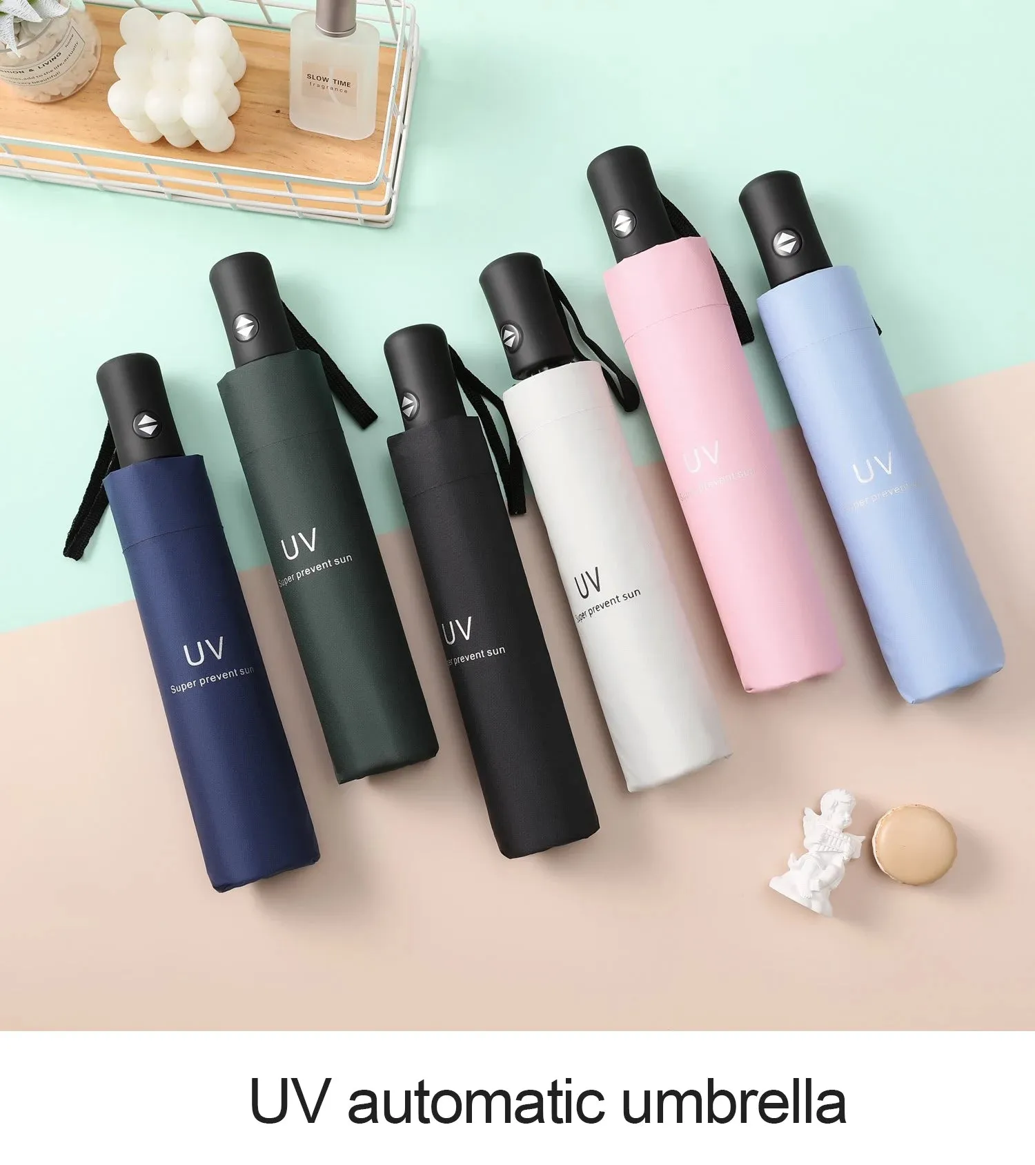 ☔ Compact & Lightweight Automatic Travel Umbrella – Strong, Windproof & Waterproof with Reinforced 6-Rib Design! 🌦️✨