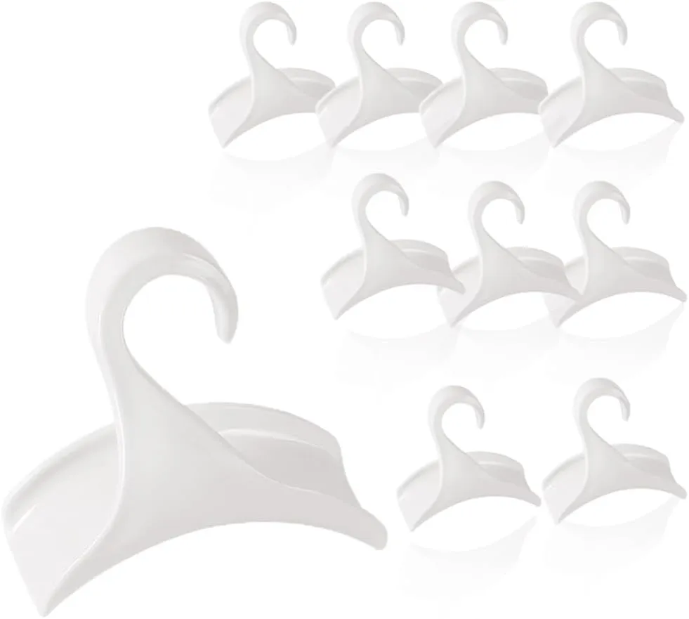 10PCS Widen Purse Hanger Hook for Closet, Acrylic Bag Hanger and Closet Hanger for Storing and Organizing Handbag, Cap, Headphone, Backpack,Bag Rack Holder Space Saver, Plastic, White