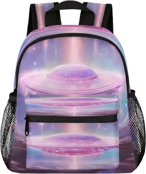 12 Inch Cute Mini Book Bag Small Backpack Multi Compartment Backpack With Chest Strap Waterproof Casual Daypack Travel Bag, Ufo Spacecraft