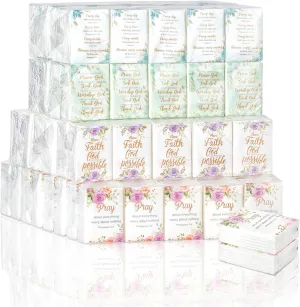 120 Pack Bible Theme Facial Tissues Individual Pack Bulk Christian Pocket Size Travel Kleenex with Floral Pattern for Holiday Graduation Ceremony Wedding Church Supplies 3 Ply