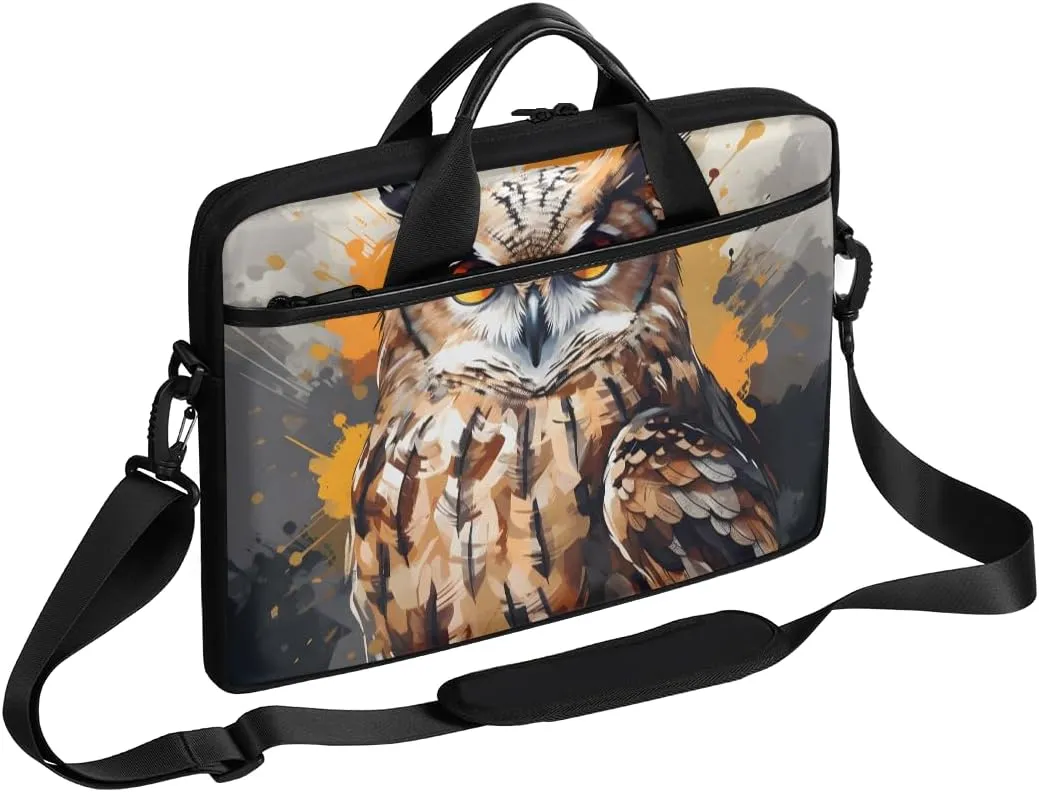 13-15 inch Ow Specimen portable laptop bag Nocturnal animals single shoulder laptop bag, suitable for work, travel, and other purposes