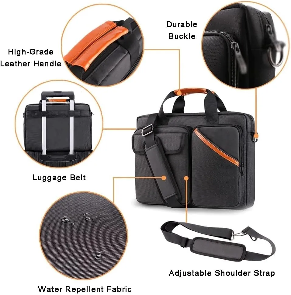 13.3-15.6 Multifuntional Business Computer Laptop Case, Unisex Spacious Laptop Sleeve Shoulder Messenger Bag