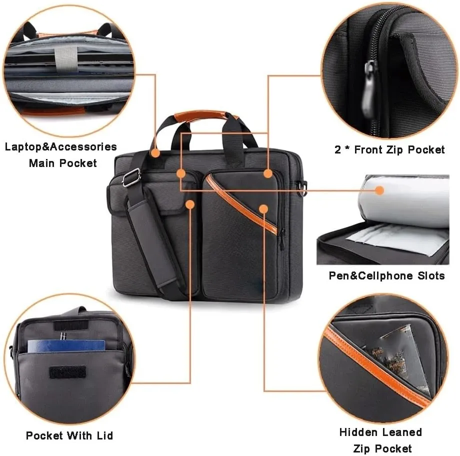 13.3-15.6 Multifuntional Business Computer Laptop Case, Unisex Spacious Laptop Sleeve Shoulder Messenger Bag
