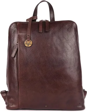14.5 Inch Genuine Leather Backpack for Women and Men, Brown Leather Backpack with Adjustable Shoulder Strap