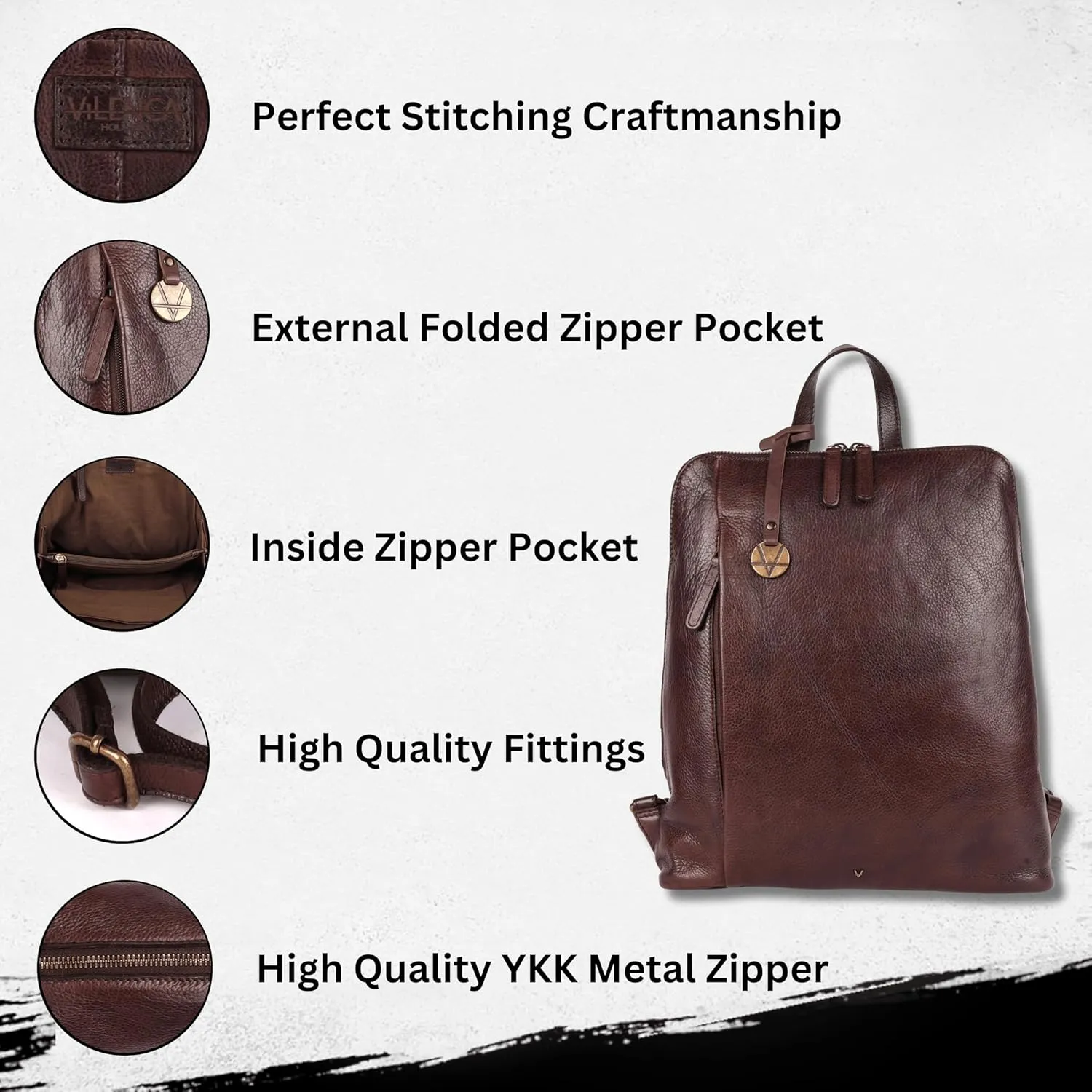14.5 Inch Genuine Leather Backpack for Women and Men, Brown Leather Backpack with Adjustable Shoulder Strap