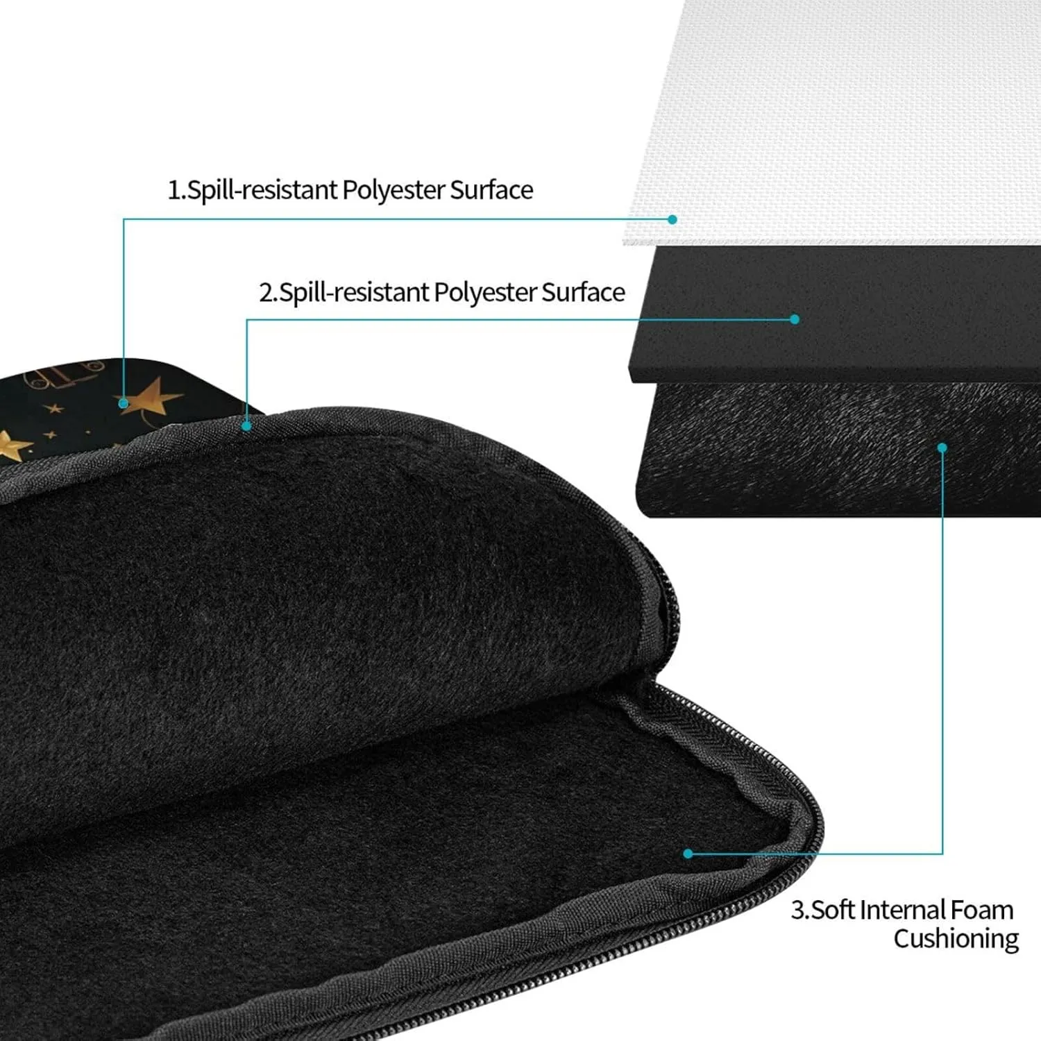 15 Inch Laptop Sleeve Bag Waterproof Shockproof Laptop Case Bag Magic Show Computer Skin Bags Lightweight Tablet Carrying Case
