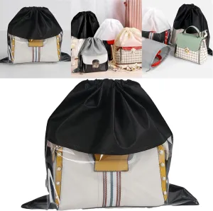15 Packs Dust Bags for Black Handbags, Clear Black Handbag and Purse Storage Organizer, 18"x18" / 45x45 cm Non-Woven Drawstring Cover with Window