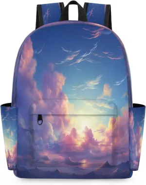 15.1 Inch Casual Backpack Dreamscape Small Backpack with Multiple Pocket Waterproof Mini Bags Daypack with Chest Strap Space Nebula Travel Bag