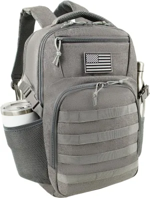 15.6'' Travel Laptop Backpack for Men, 30L Tactical College Backpacks with Water Pouches Both Sides, Portable Backpack for Men Women Business Work Bag Fight Approved - Grey Backpack