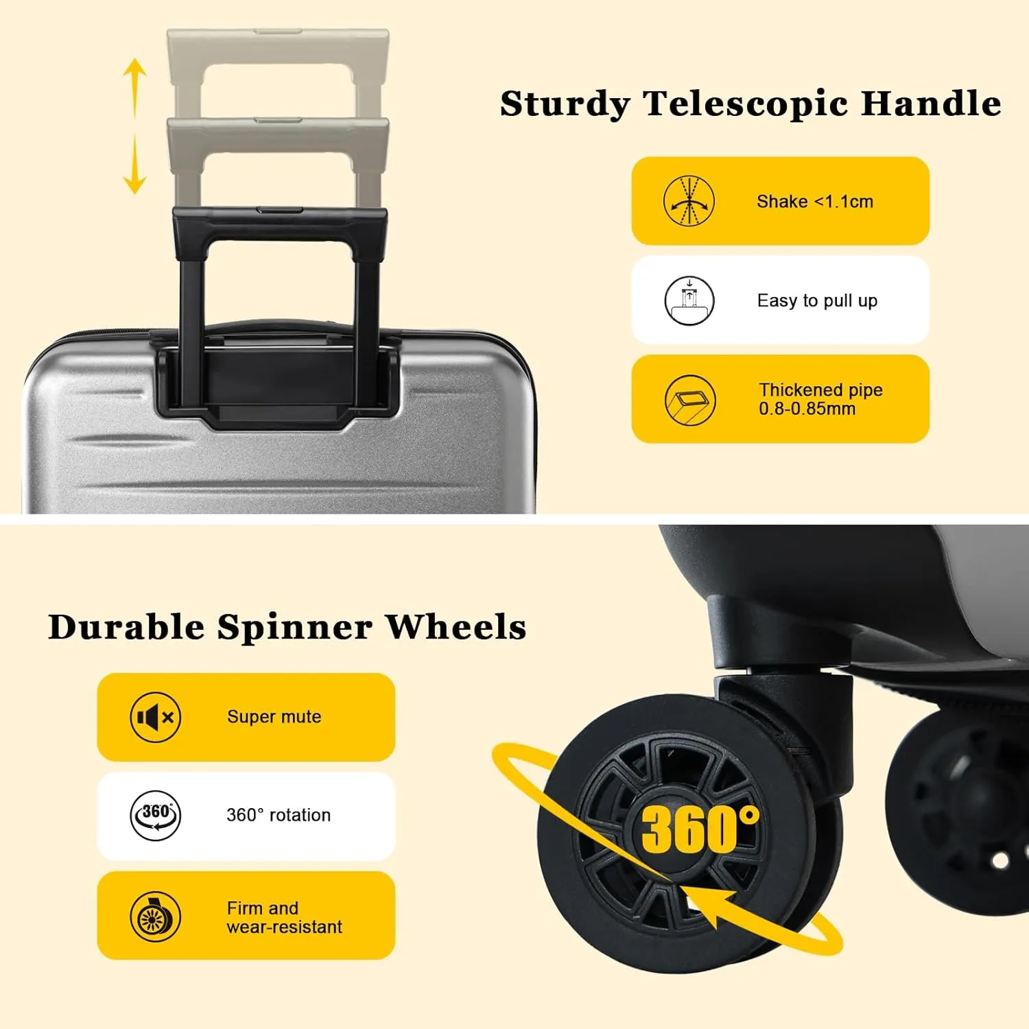 16 Inch Carry On Luggage Airline Approved, Expandable Lightweight ABS PC Hard Shell Suitcases with 360° Spinner Wheels, TSA Lock, YKK Zippers (Dark Gray, 1 PC)