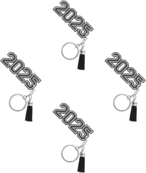 16 Pcs Class of 2025 Graduation Keychain Set Acrylic Tassel Pendant for High School College Graduate Backpack Handbag Party Present Black
