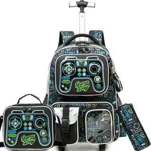 16inch Rolling Backpacks for Boys School Backpacks with Wheels for Elementary Preschool Students Kids Travel Luggage Suitase for Boys