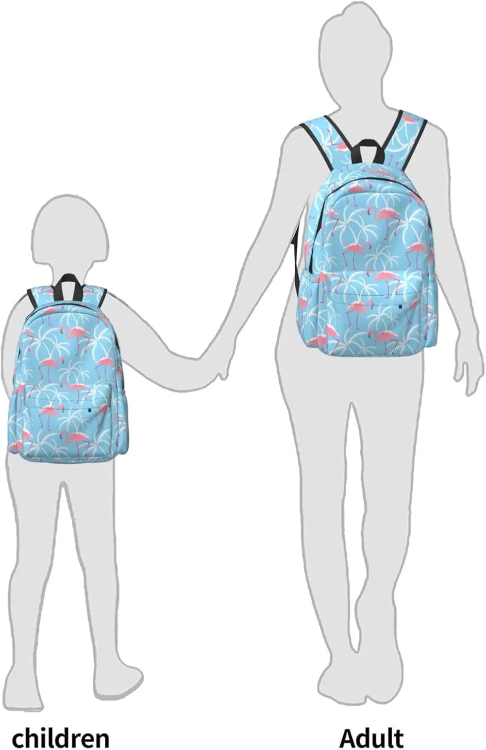 17 inch Backpack Flamingos and White Palms Laptop Backpack School Bookbag Shoulder Bag Casual Daypack