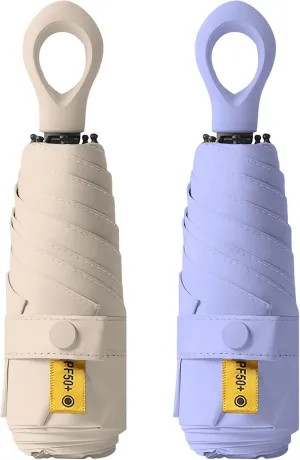2-Pack Travel Mini Compact Umbrellas - UV Sun Protection 50  Portable Totes & Pocket Purse Umbrellas for Men, Women & Kids - Rain & Sunproof, Fits in Purse/Backpack