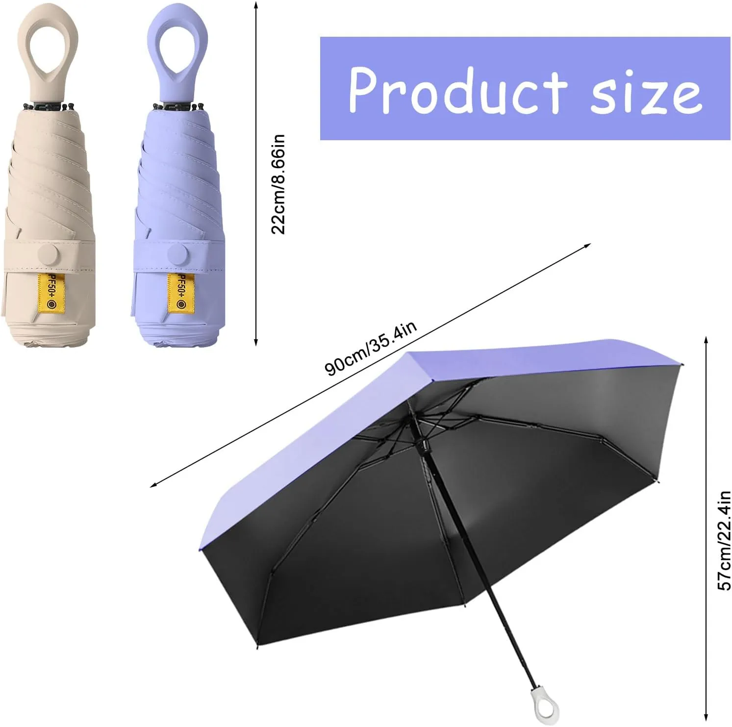 2-Pack Travel Mini Compact Umbrellas - UV Sun Protection 50  Portable Totes & Pocket Purse Umbrellas for Men, Women & Kids - Rain & Sunproof, Fits in Purse/Backpack