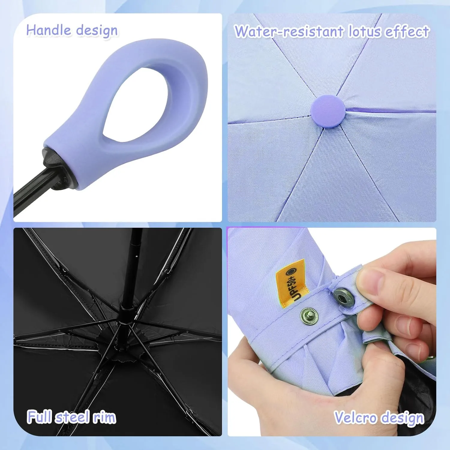 2-Pack Travel Mini Compact Umbrellas - UV Sun Protection 50  Portable Totes & Pocket Purse Umbrellas for Men, Women & Kids - Rain & Sunproof, Fits in Purse/Backpack
