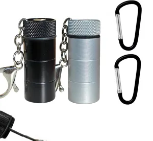 2-Piece Mini Travel Spice Dispenser Set - Sealed Aluminum Containers with Keyring, Salt & Pepper Shakers for Camping & Kitchen (black,white)