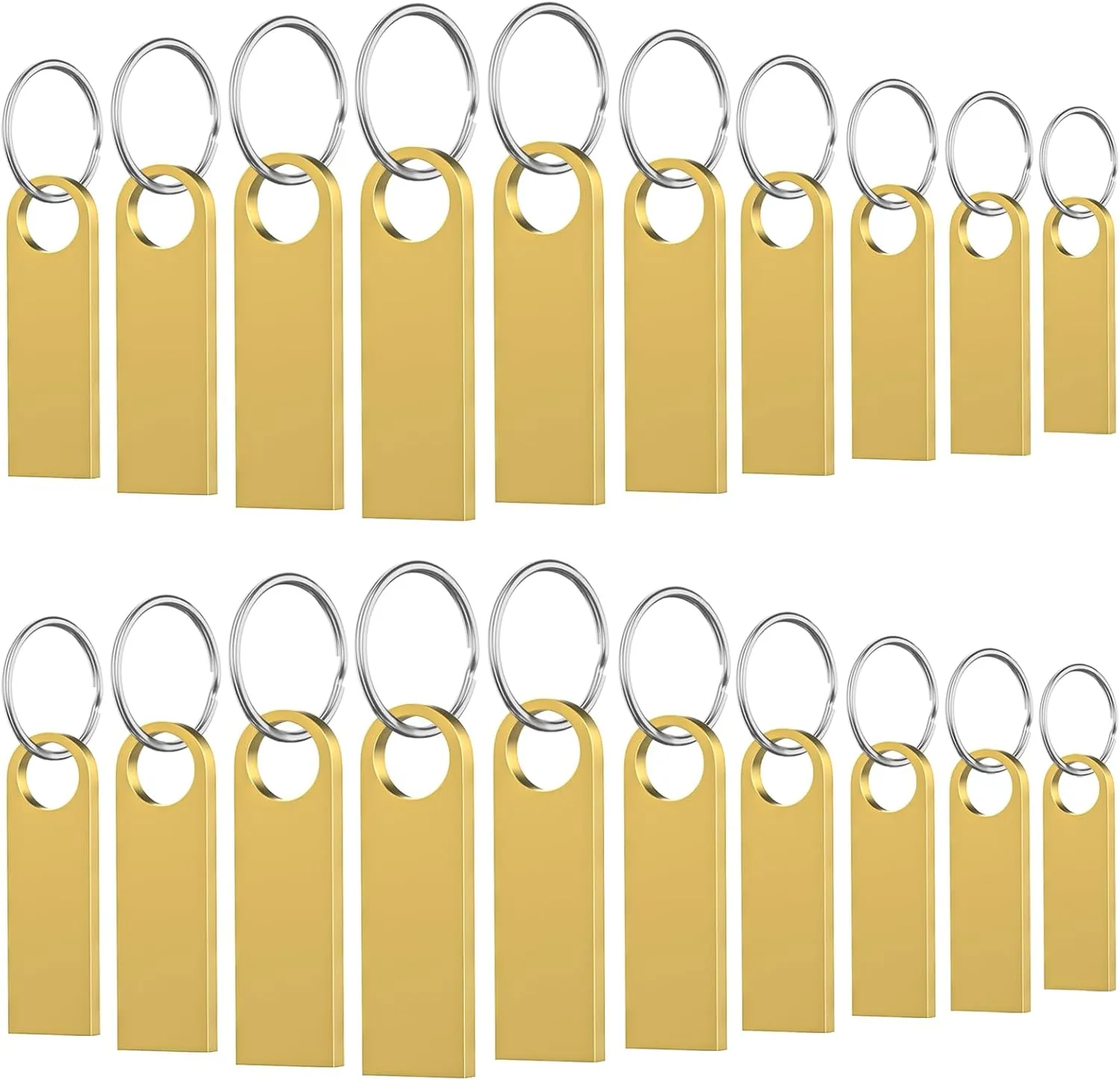 20 Pack 4GB USB Flash Drive with Keychains, Wooolken Sleek Metal USB 2.0 Thumb Drives Memory Stick for PC Laptop Computer(Gold)