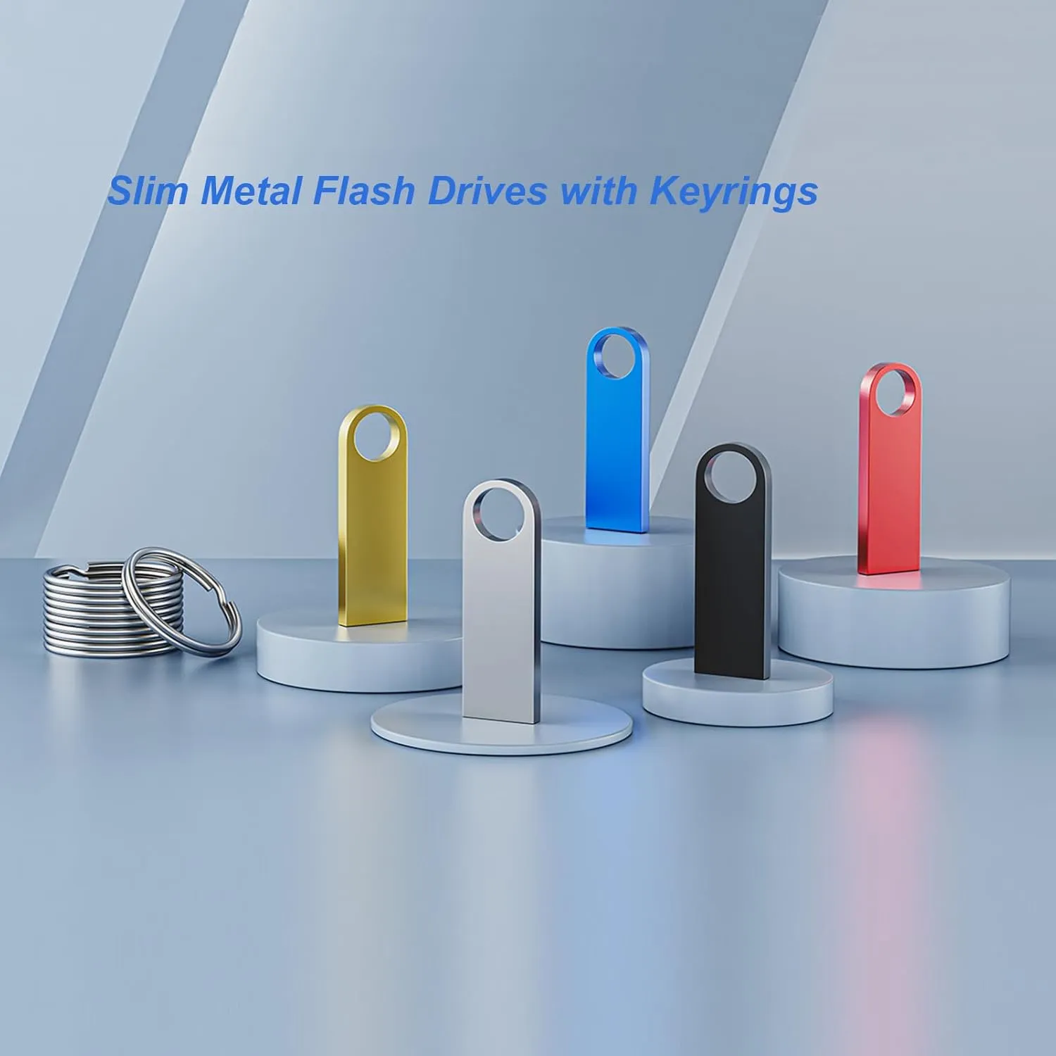 20 Pack 4GB USB Flash Drive with Keychains, Wooolken Sleek Metal USB 2.0 Thumb Drives Memory Stick for PC Laptop Computer(Gold)