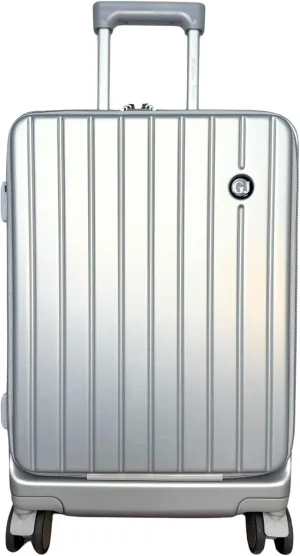 20" Carry On Suitcase, TSA Lock, Cup Holder, Purse Hook, 2 USB Ports, Laptop Pouch, Extra Long Handle Luggage (Gray)
