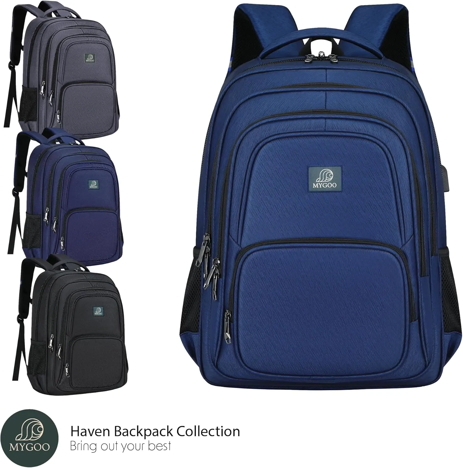 29L Large Premium Unisex Travel Laptop Backpack | Blue Carry On Backpacks for College Student, Teacher & Travellers | Perfect Computer Backpack with USB Charging Port, Work & Mochila de Viaje