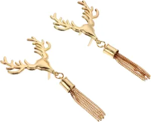2Pcs Deer Head Bag Tassel Buckles Decorative Bag Pendants Lightweight Clasp Buckles for Handbags Purses and Luggage Easy to Install Durable and Sturdy Design