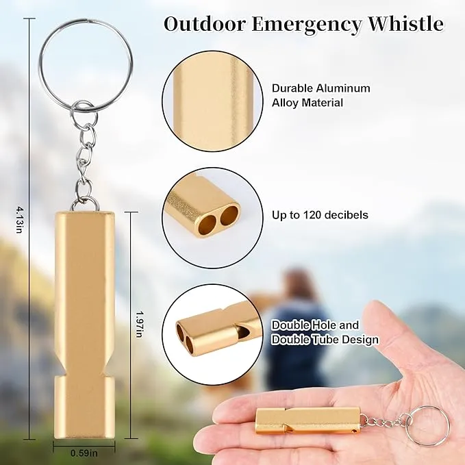 2" Loud Bear Bell with Whistle Set for Hikers,3 in 1 Camping Hiking Emergency Gear Solid Brass Bear Bell,Carabiner Emergency Whistle for Outdoor Survival Biking Fishing Climbing Hiking Gear