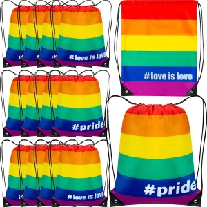 36 Pack Gay Pride Drawstring Backpack with Text Love Is Love Pride Rainbow String Bag Gym Sackpack Waterproof Cinch Sports Sack for Lesbian Gay LGBTQ Pride Month Parade Yoga Swim Travel Beach