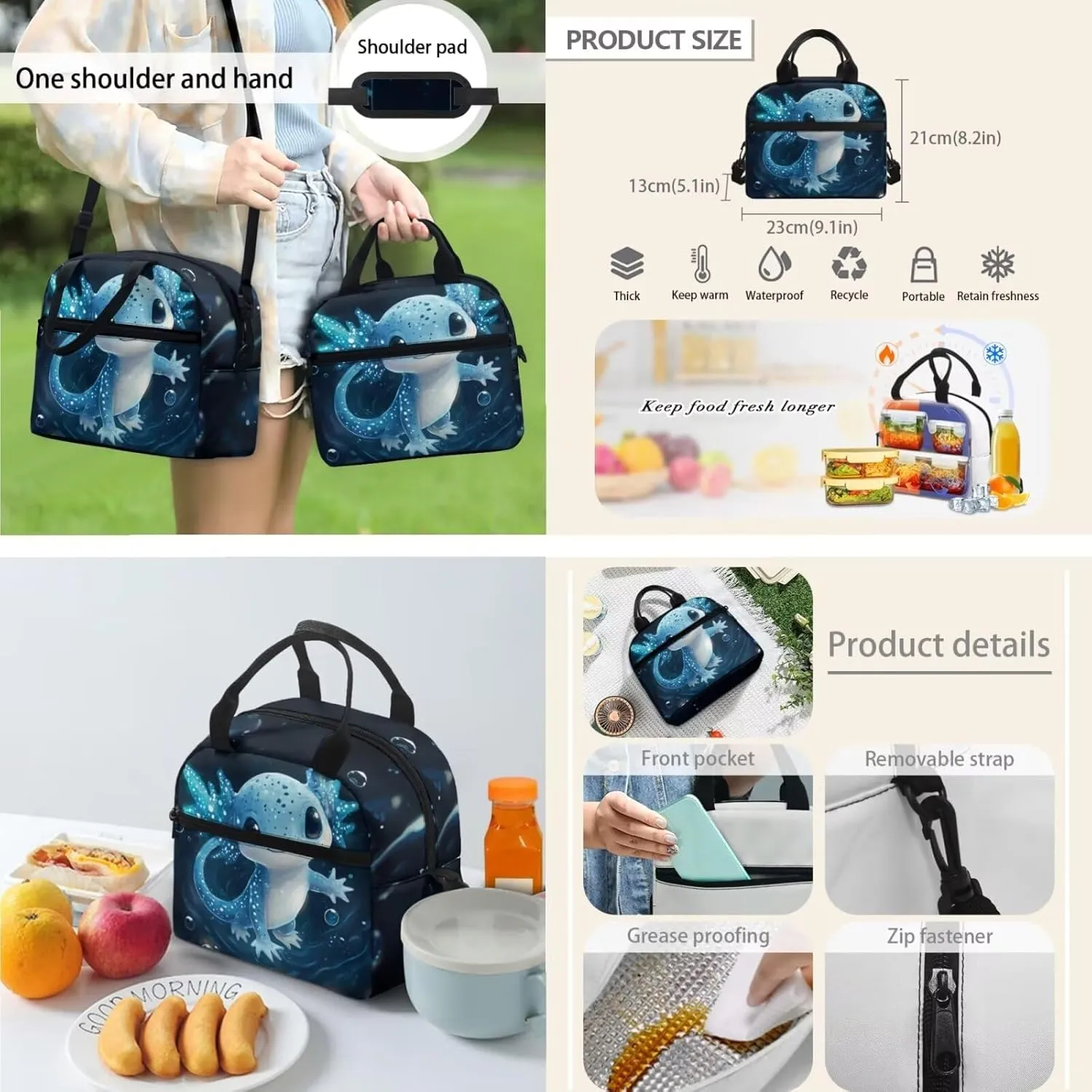4-in-1 Axolotl Backpack for Girls 8-10 Spacious Elementary School Bag with Lunchbox 3D Print 3rd Grade Book Bag Water Bottle Holder Mochilas Para Niñas