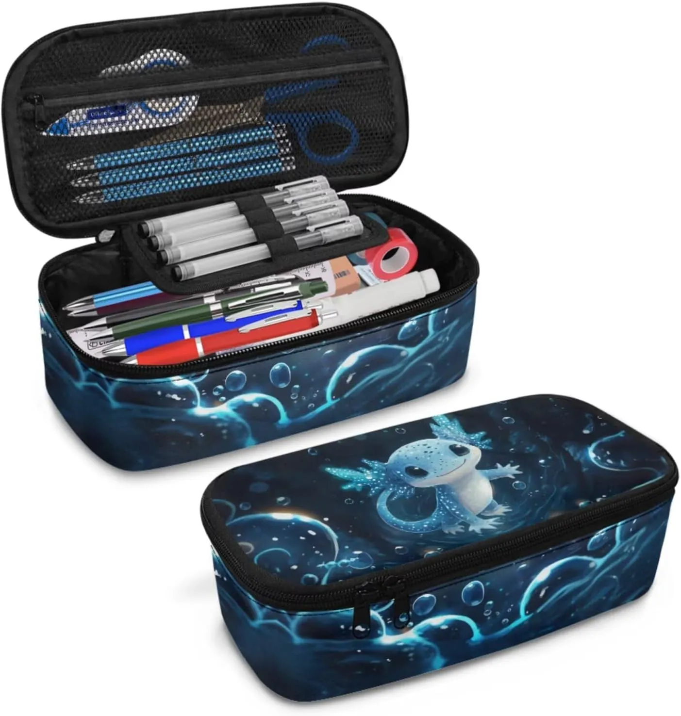 4-in-1 Axolotl Backpack for Girls 8-10 Spacious Elementary School Bag with Lunchbox 3D Print 3rd Grade Book Bag Water Bottle Holder Mochilas Para Niñas