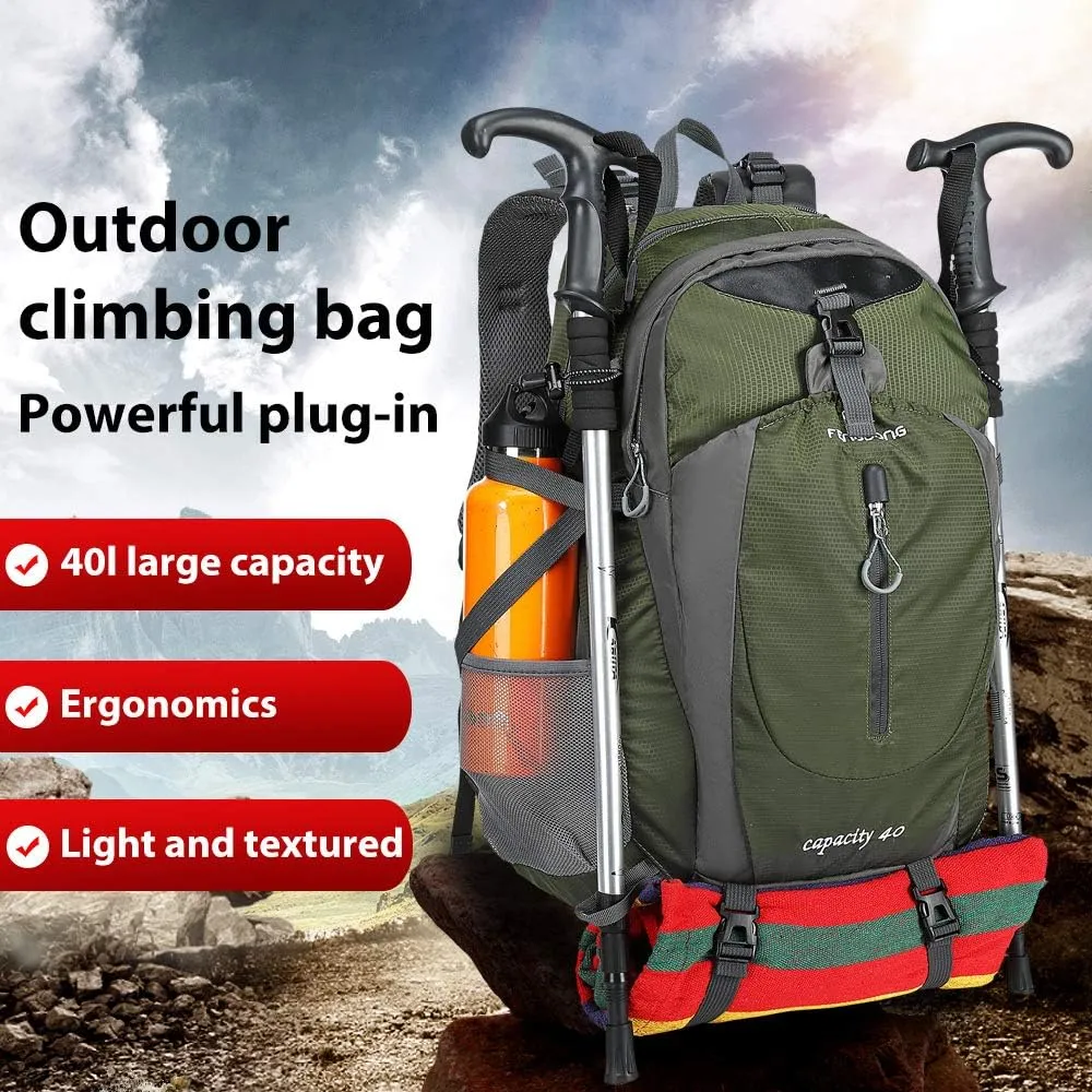 40L Waterproof Lightweight Hiking,Camping,Travel Backpack for Men Women (Green)