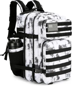 45L Tactical Assault Backpack 3 day assault pack with Molle Waterproof backpack Rucksack for Tactical Backpacks (BlackWhite Camo)