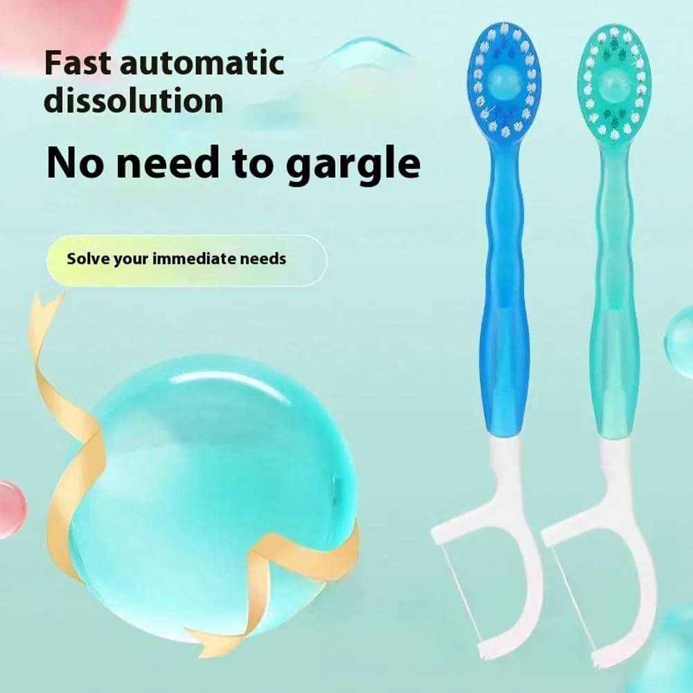 5 in 1 Mini Toothbrush & Floss & Tongue Scraper & Toothpick Set, 5 in 1 Toothbrush & Floss, Disposable Toothbrushes with Toothpaste, Portable Oral Care for Travel Work (Green Tea*26,3 Bags)