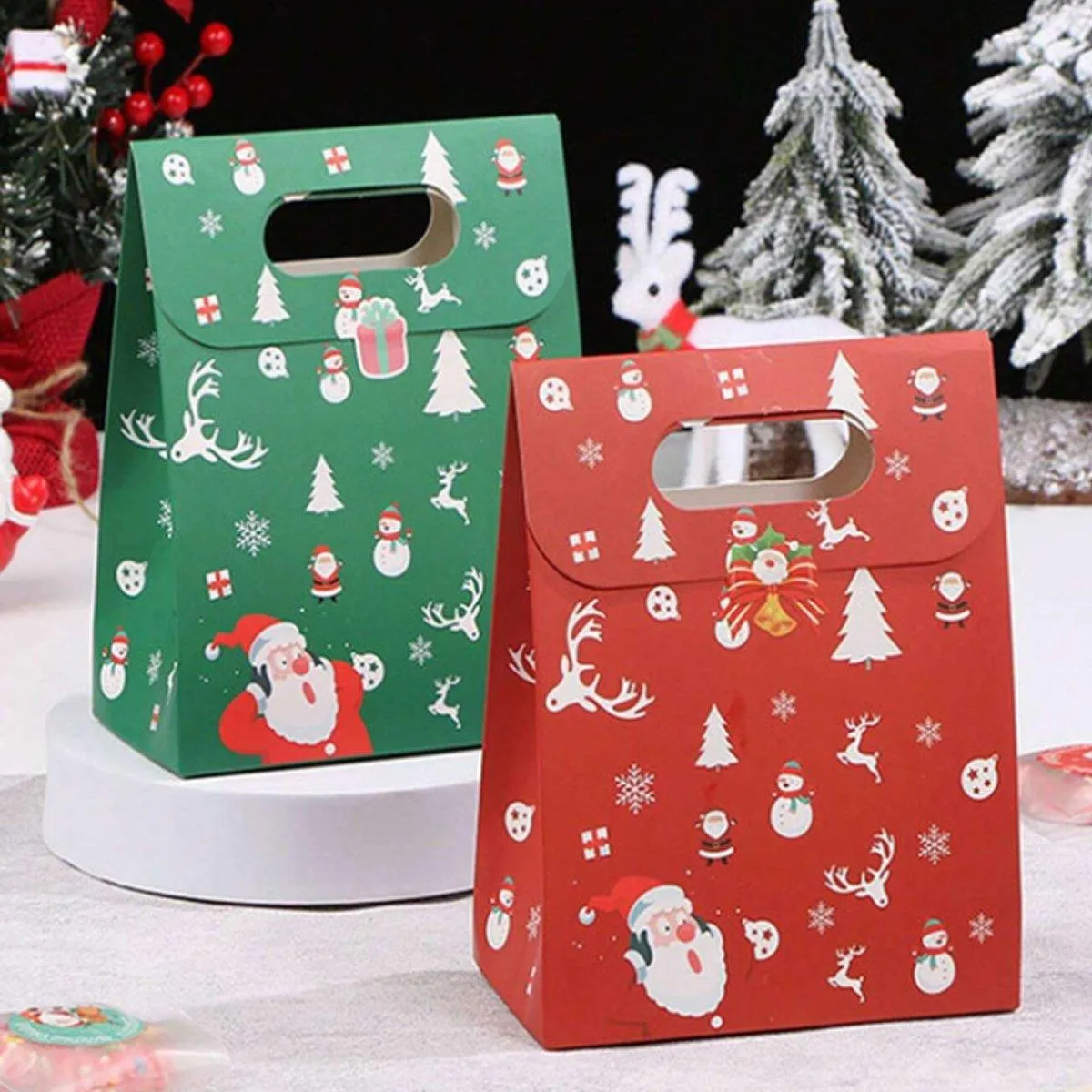 50PCS Christmas Candy Biscuit Packaging Box Gift Bag