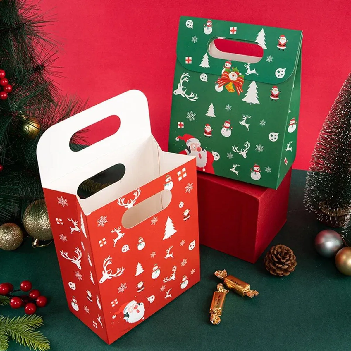 50PCS Christmas Candy Biscuit Packaging Box Gift Bag
