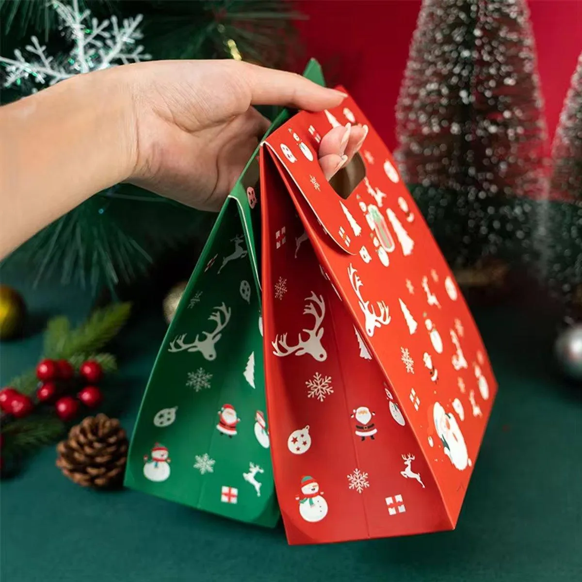 50PCS Christmas Candy Biscuit Packaging Box Gift Bag