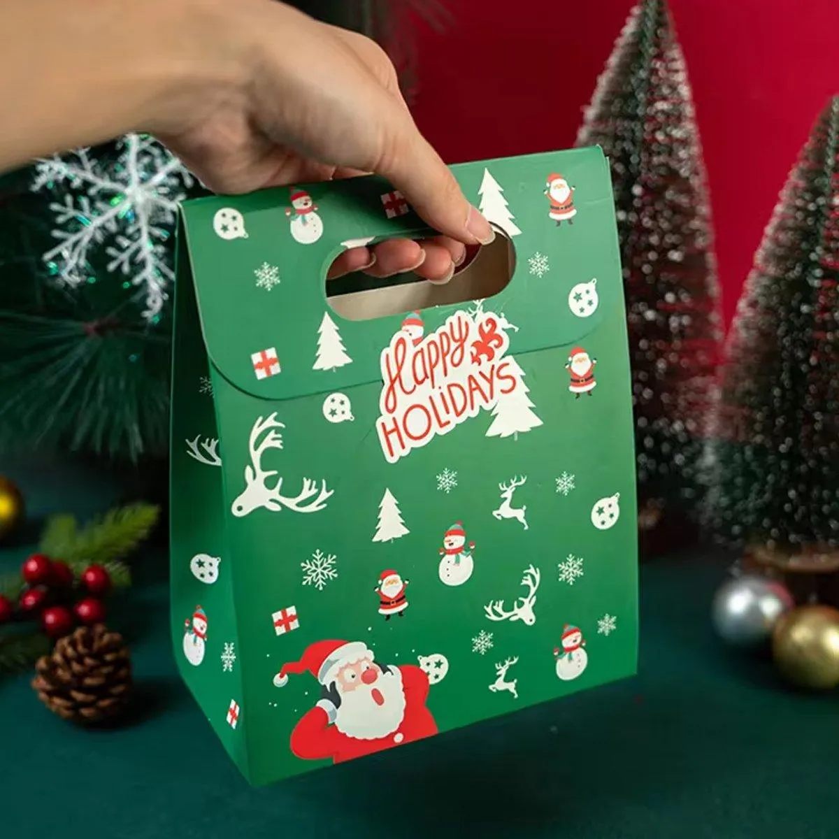 50PCS Christmas Candy Biscuit Packaging Box Gift Bag