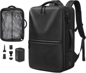 70L Vacuum Backpack for Travel with Pump, Expandable Vacuum Seal Compression Backpack with TSA Lock, Charging Port, fit 19" Laptop, Water Waterproof, for Business Trip, College, Camping
