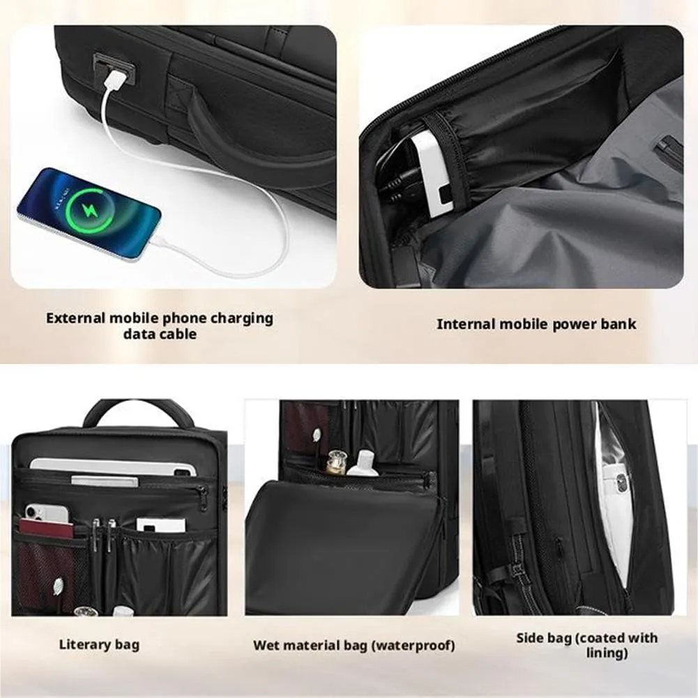 70L Vacuum Backpack Travel with Pump, Charging Port, Expandable Vacuum Seal Compression Backpack with TSA Lock for 19" Laptop, Waterproof Airback Backpacks, Carrry-on Luggage Airline Approved