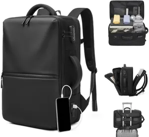 70L Vacuum Backpack Travel with Pump, Charging Port, Expandable Vacuum Seal Compression Backpack with TSA Lock for 19" Laptop, Waterproof Airback Backpacks, Carrry-on Luggage Airline Approved