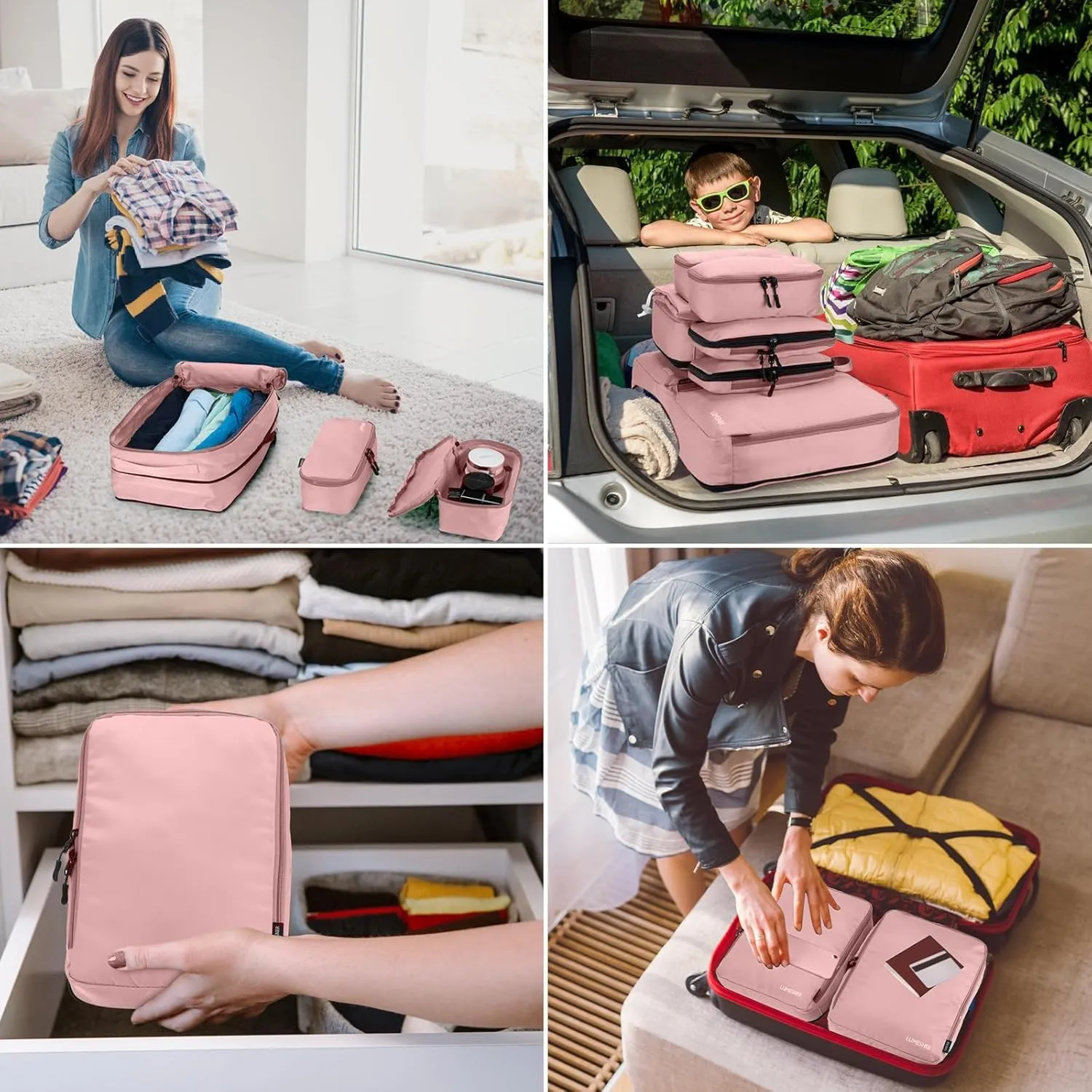 8 Set Compression Packing Cubes for Travel, Waterproof Luggage Organizers, Suitcase Organizer Set for Carry-On & Checked Baggage, Travel Accessories for Men & Women