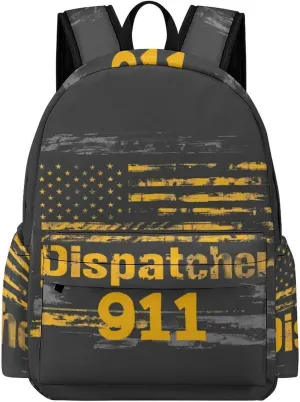 911 U.S. Flag Dispatcher Unisex Laptop Backpack Lightweight Shoulder Bag Travel Daypack