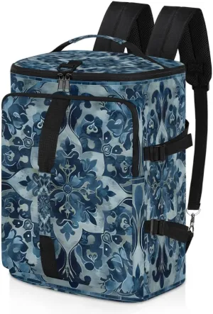 Abstract Vintage Floral Travel Backpack Carry On Flight Approved for Men Women, Lightweight Large Luggage Weekender Casual Daypack Backpacks Duffle Bags for Traveling Airplane