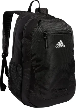 adidas Unisex Foundation Backpack for Laptop, Book Sleeve, Large Durable Athletic Gym Bag, Black/White, One Size
