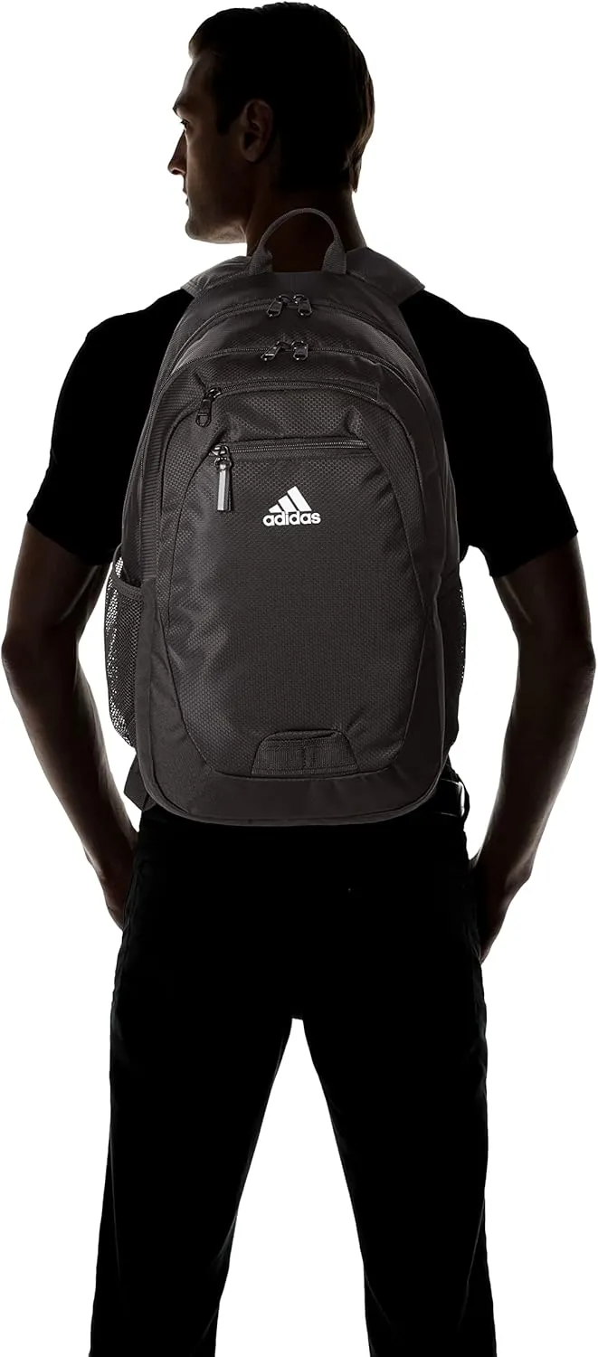 adidas Unisex Foundation Backpack for Laptop, Book Sleeve, Large Durable Athletic Gym Bag, Black/White, One Size
