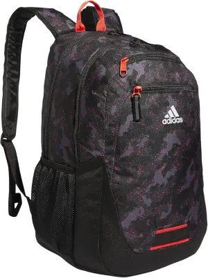 adidas Unisex Foundation Backpack for Laptop, Book Sleeve, Large Durable Athletic Gym Bag, Galaxy Camo Black-Bright Red/Black/Bright Red, One Size
