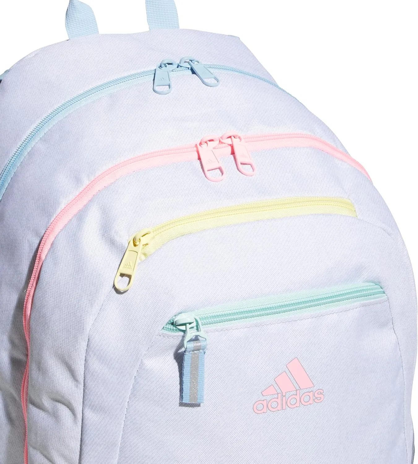 adidas Unisex Foundation Backpack for Laptop, Book Sleeve, Large Durable Athletic Gym Bag, Twill White/Pink Spark/Grey, One Size