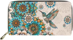 AFPANQZ Long Wallet for Women Slim Purse PU Leather Clutch Zip Around Cards Phone Holder