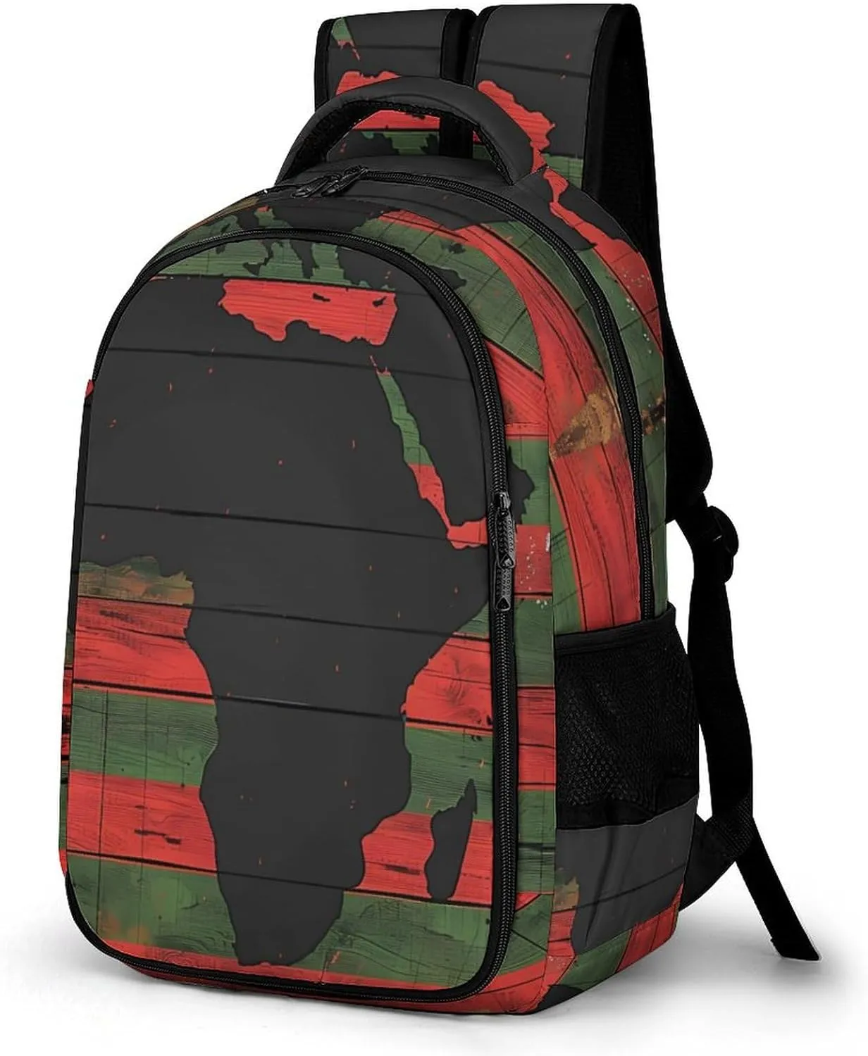 African American Flag Afro Map Wood Travel Laptop Backpack Lightweight 16.5 Inch Computer Work Bag Daypack