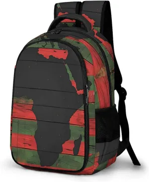 African American Flag Afro Map Wood Travel Laptop Backpack Lightweight 16.5 Inch Computer Work Bag Daypack